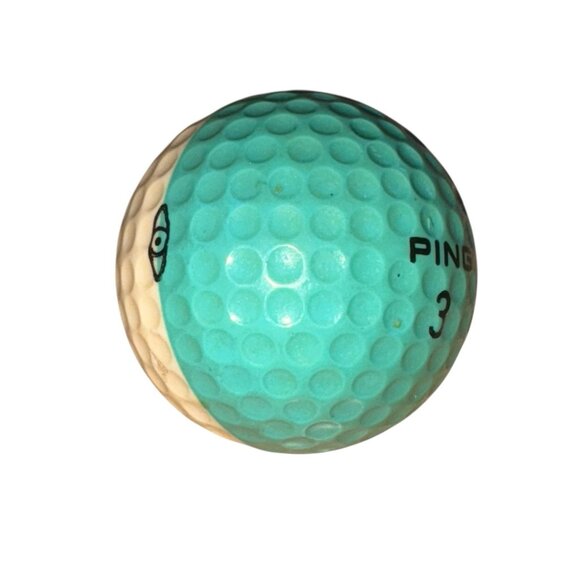 PING GOLF BALL-WHITE/TEAL KARSTEN EYE #3 OLOMANA GOLF LINKS LOGO - Picture 1 of 6